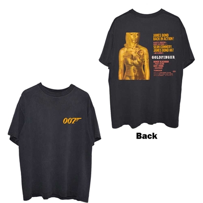 James Bond 007 Unisex T-Shirt: Goldfinger Movie Poster (Back Print)