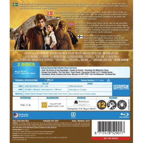 Star Wars - Solo - A Star Wars Story Blu-Ray